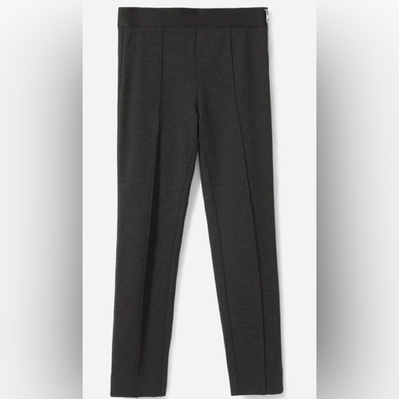 Everlane Stretch Ponte Pant Side Zip Pintuck Front Seam Charcoal Dark Grey Sz 0 - Picture 5 of 7